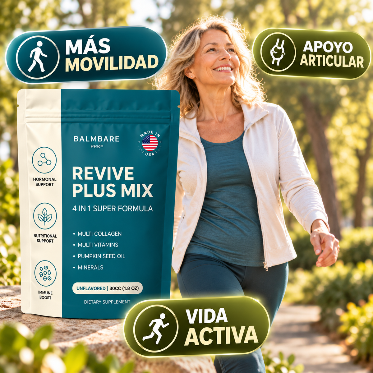 Revive Plus – Apoyo Articular · Colágeno + Vitaminas · 40+