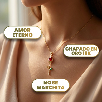 Collar Clavel Rojo Chapado en Oro 18k – Amor Eterno